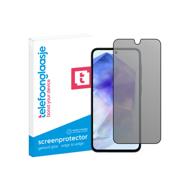 Telefoonglaasje Edge to Edge screenprotector gehard glas Samsung A55 met verpakking