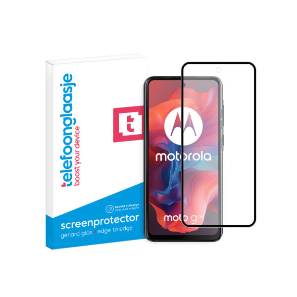 Telefoonglaasje Edge to Edge screenprotector gehard glas Motorola Moto G04 met verpakking