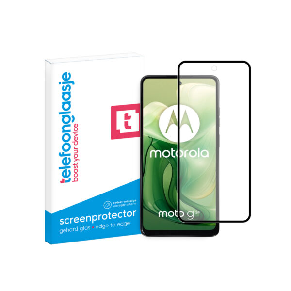 Telefoonglaasje Edge to Edge screenprotector gehard glas Motorola Moto G24 met verpakking