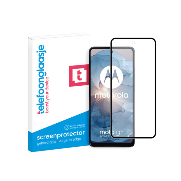 Telefoonglaasje Edge to Edge screenprotector gehard glas Motorola Moto G24 Power met verpakking