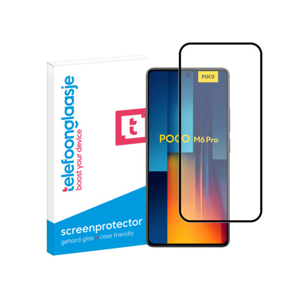 Telefoonglaasje Edge to Edge screenprotector gehard glas Xiaomi Poco M6 Pro 4G met verpakking