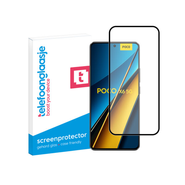 Telefoonglaasje Edge to Edge screenprotector gehard glas Xiaomi Poco X6 5G met verpakking