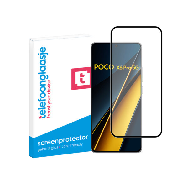 Telefoonglaasje Edge to Edge screenprotector gehard glas Xiaomi Poco X6 Pro 5G met verpakking