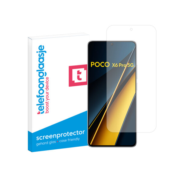 Telefoonglaasje Xiaomi Poco X6 Pro 5G gehard glas screenprotector standard fit met verpakking