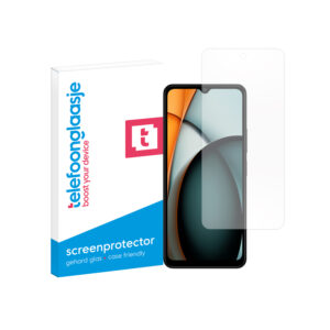 Telefoonglaasje Xiaomi Redmi A3 gehard glas screenprotector standard fit met verpakking