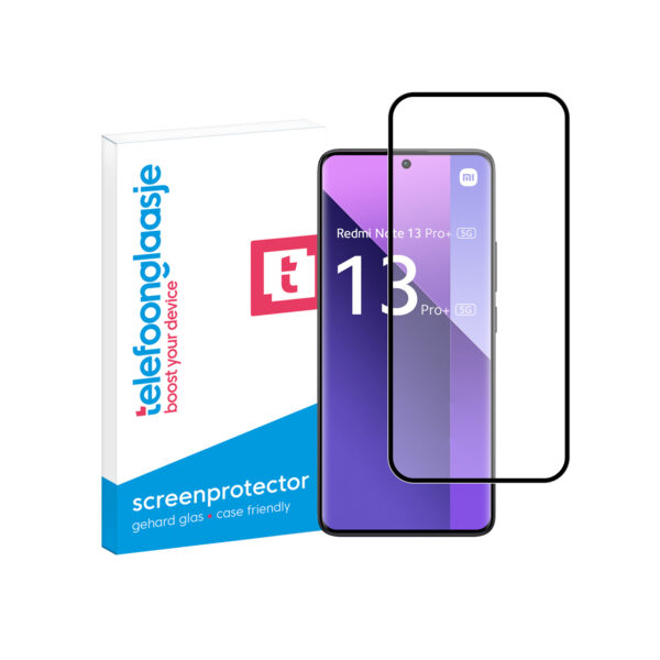 Telefoonglaasje Edge to Edge screenprotector gehard glas Xiaomi Redmi Note 13 Pro Plus 5G met verpakking