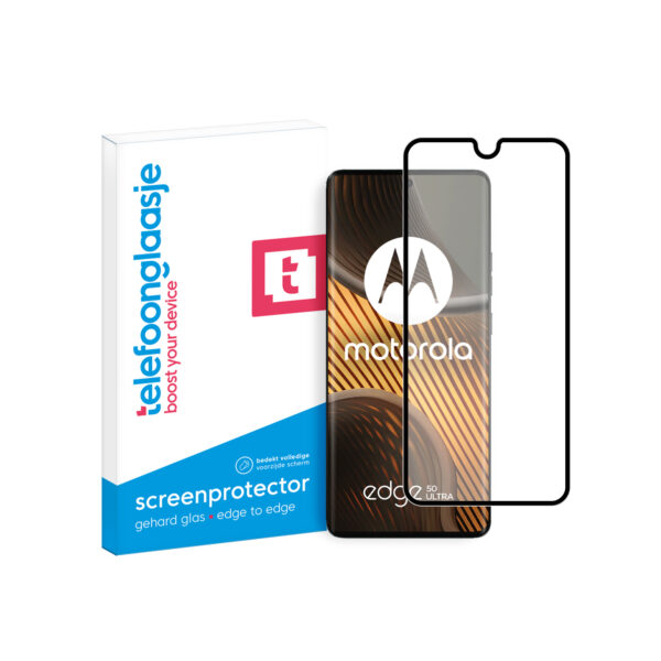 Telefoonglaasje Edge to Edge screenprotector gehard glas Motorola Edge 50 Ultra met verpakking