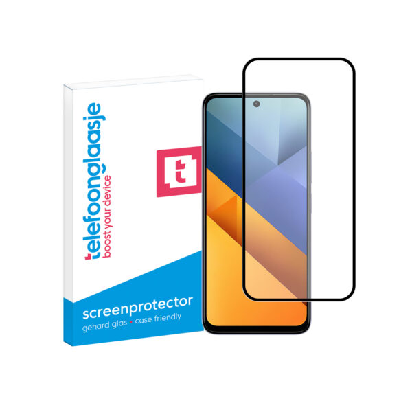 Telefoonglaasje Edge to Edge screenprotector gehard glas Xiaomi Poco M6 4G met verpakking