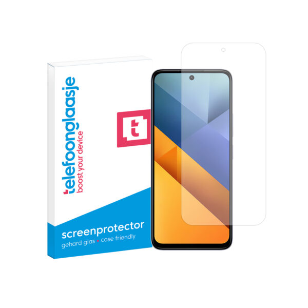 Telefoonglaasje Xiaomi Poco M6 4G gehard glas screenprotector standard fit met verpakking