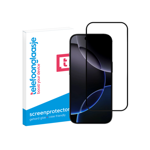 Telefoonglaasje Edge to Edge iPhone 16 Pro screenprotector gehard glas met verpakking