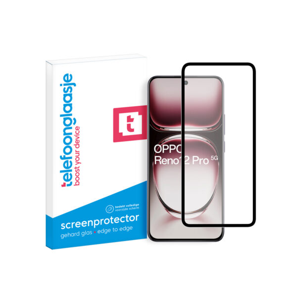 Telefoonglaasje OPPO Reno12 Pro gehard glas screenprotector Edge to Edge met verpakking